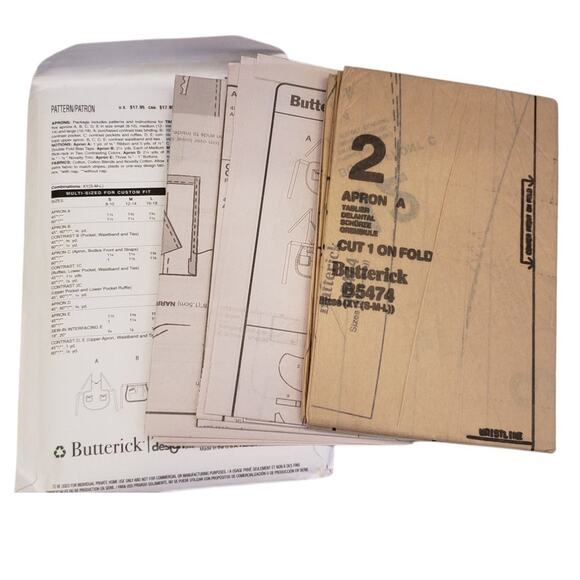 Butterick Aprons Sewing Pattern Size XY S M L B5474 UNCUT 1950 1970 - Picture 4 of 5